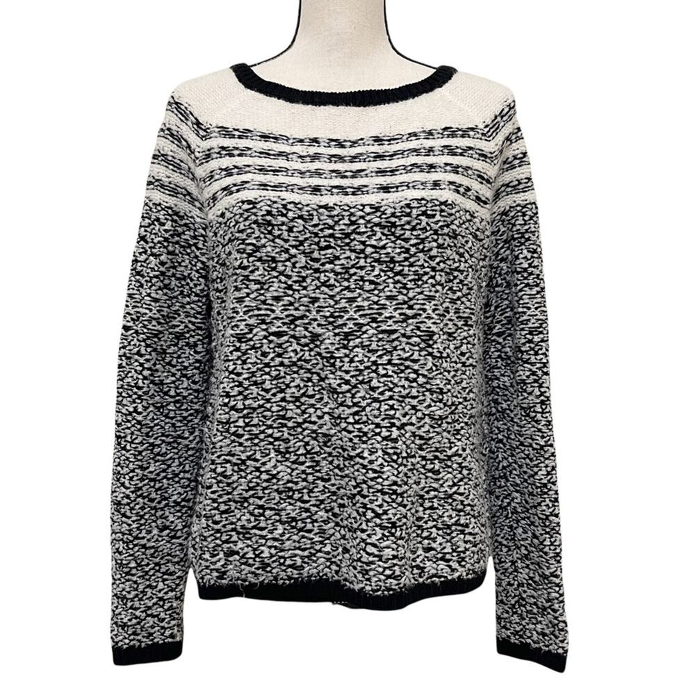Lou & Grey Wool Blend Speckled Sweater Women's Black White Size Medium
